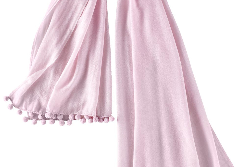 Alpine Cashmere Pom-Pom Scarf in Parfait Pink