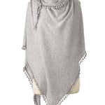 Alpine Cashmere Pom-Pom Triangle Wrap in Birch Gray