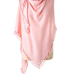 Alpine Cashmere Pom-Pom Triangle Wrap in Blush Pink