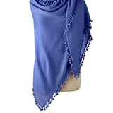 Alpine Cashmere Pom-Pom Triangle Wrap in Cornflower Blue