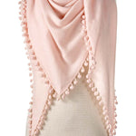 Alpine Cashmere Pom-Pom Triangle Wrap in Pale Pink