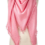 Alpine Cashmere Pom-Pom Triangle Wrap in Pink Mist