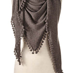 Alpine Cashmere Pom-Pom Triangle Wrap in Walnut Brown