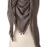 Alpine Cashmere Pom-Pom Triangle Wrap in Walnut Brown