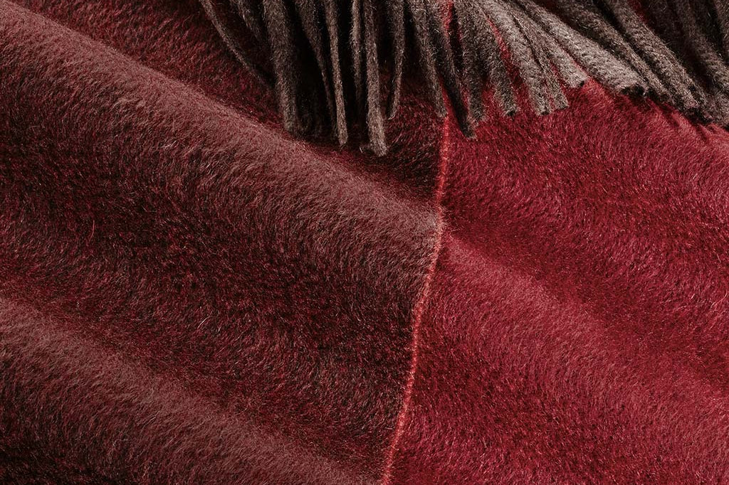 Alpine Cashmere Ripple Finish Reversible Wrap in Burgundy and Crimson