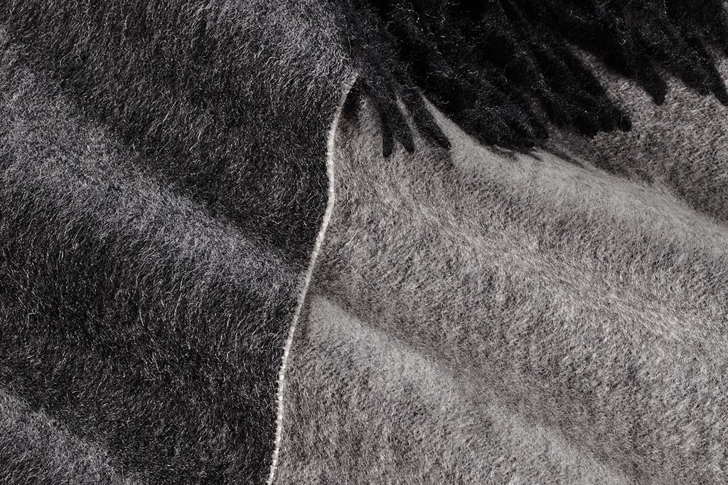 Alpine Cashmere Ripple Finish Reversible Wrap in Charcoal and Cinder Gray