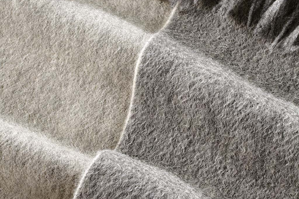Alpine Cashmere Ripple Finish Reversible Wrap in Smoke and Ash Gray