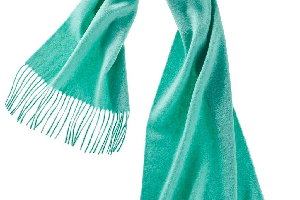 Alpine Cashmere Ripple Finish Scarf in Aqua