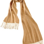 Alpine Cashmere Ripple Finish Scarf in Camel