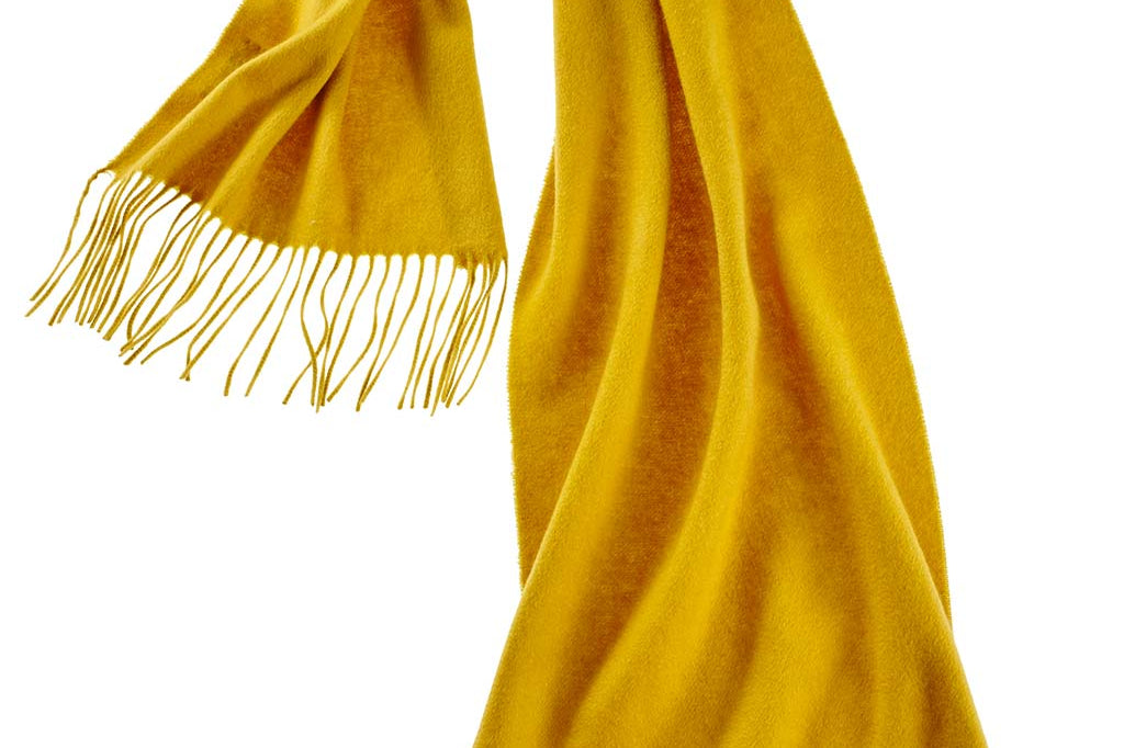 Alpine Cashmere Ripple Finish Scarf in Mustard
