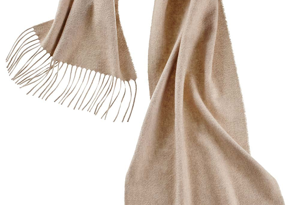 Alpine Cashmere Ripple Finish Scarf in Oatmeal