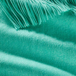 Model Wearing Alpine Cashmere Ripple Finish Wrap in Aqua