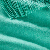 Model Wearing Alpine Cashmere Ripple Finish Wrap in Aqua