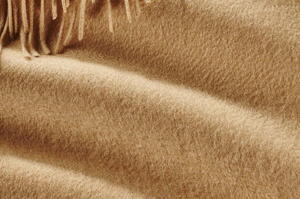 Alpine Cashmere Ripple Finish Scarf in Camel