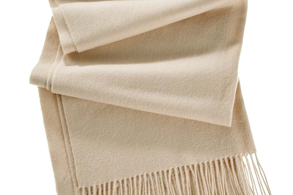 Alpine Cashmere Ripple Finish Wrap in Flax