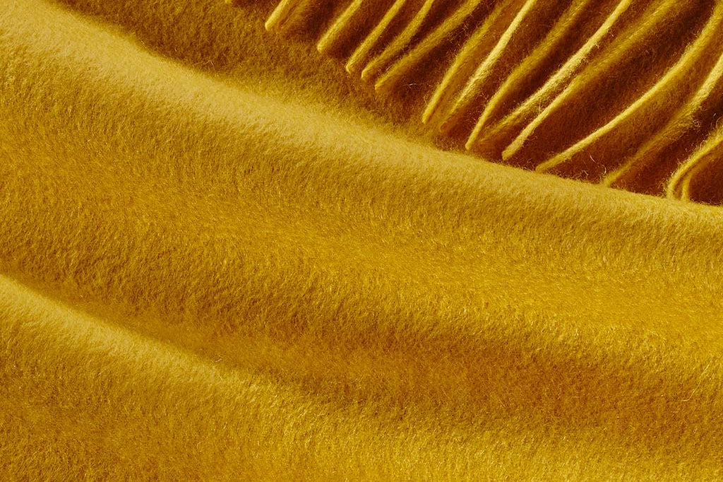 Alpine Cashmere Ripple Finish Scarf in Mustard