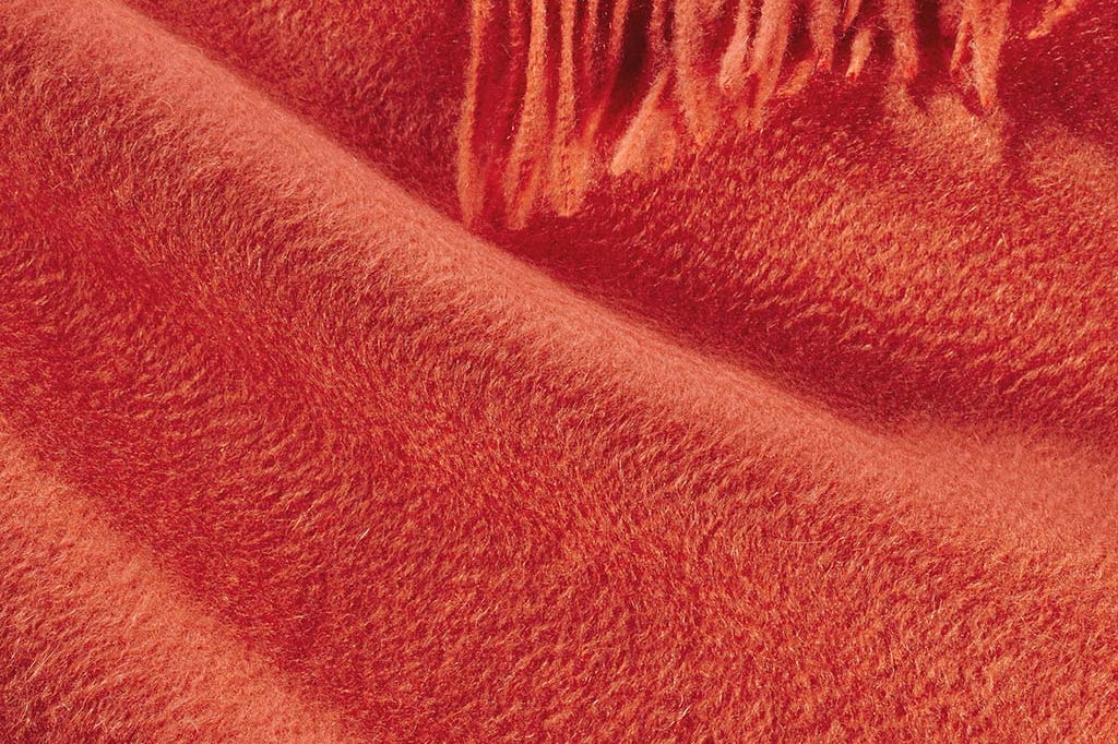 Alpine Cashmere Ripple Finish Wrap in Persimmon Orange