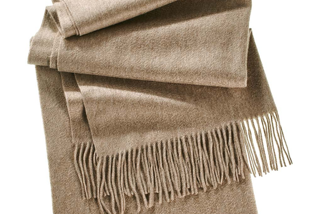 Alpine Cashmere Ripple Finish Wrap in Taupe