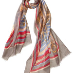 Alpine Cashmere Featherweight Printed Roma Scarf in Anchor Gray