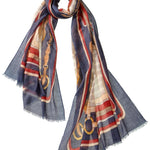 Alpine Cashmere Featherweight Printed Roma Scarf in Atlantic Blue