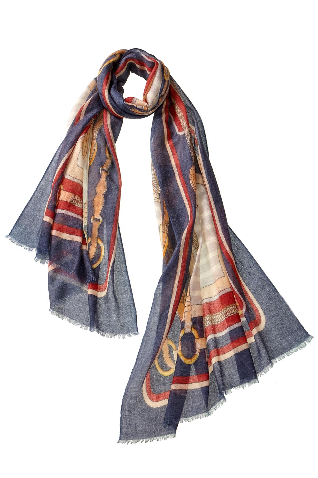 Alpine Cashmere Featherweight Printed Roma Scarf in Atlantic Blue