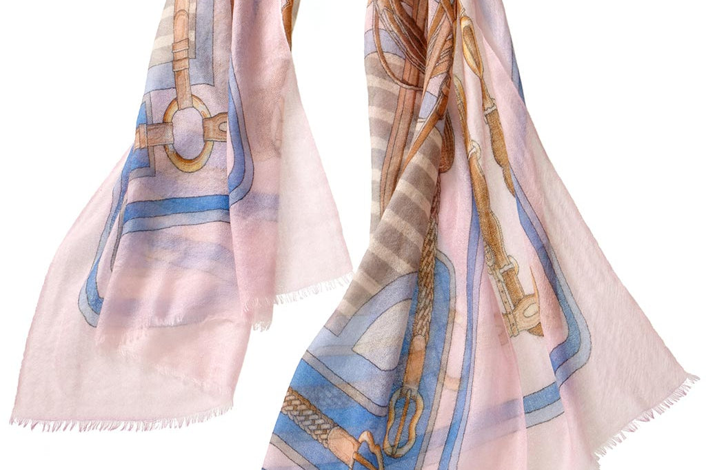 Alpine Cashmere Featherweight Printed Roma Scarf in Confetti Pink