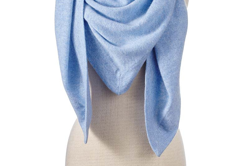 Alpine Cashmere Triangle Wrap in Sky Blue
