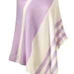 Alpine Cashmere Striped Poncho in Lilac and Ecru