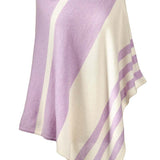 Alpine Cashmere Striped Poncho in Lilac and Ecru