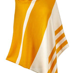 Alpine Cashmere Striped Poncho in Marigold and Ecru