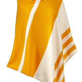 Alpine Cashmere Striped Poncho in Marigold and Ecru