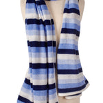 Alpine Cashmere Striped Travel Wrap in Blue Multi Stripes