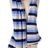Alpine Cashmere Striped Travel Wrap in Blue Multi Stripes