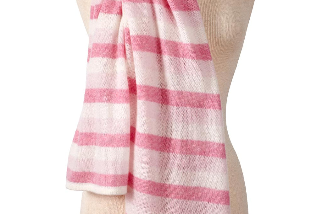Alpine Cashmere Striped Travel Wrap in Pink Multi Stripes