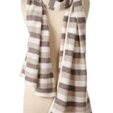 Alpine Cashmere Striped Travel Wrap in Mocha Multi Stripes