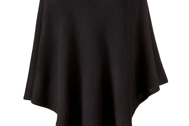 Alpine Cashmere Turtleneck Telluride Cashmere Poncho in Black