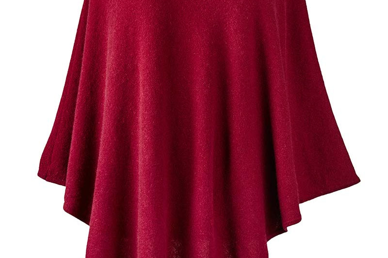 Alpine Cashmere Turtleneck Telluride Cashmere Poncho in Claret Red