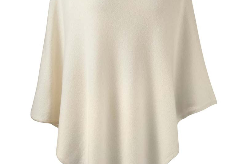 Alpine Cashmere Turtleneck Telluride Cashmere Poncho in Ecru 