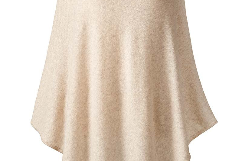 Alpine Cashmere Turtleneck Telluride Cashmere Poncho in Sand