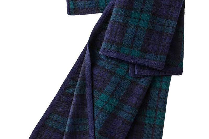 Alpine Cashmere Travel Blanket in Black Watch Plaid