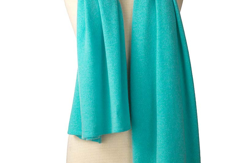 Alpine Cashmere's Luxurious Chunky Travel Wrap in Aruba Blue