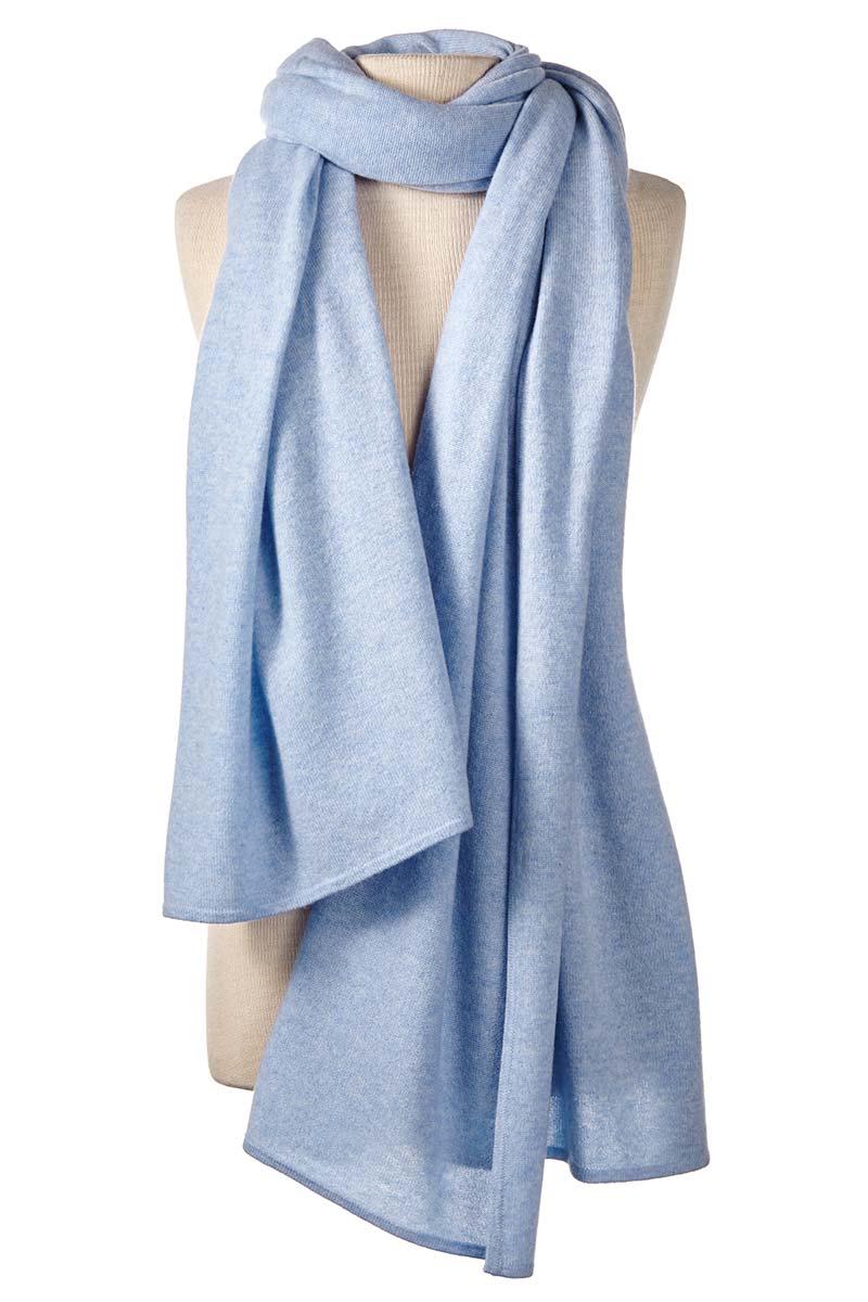Alpine Cashmere's Luxurious Chunky Travel Wrap in Frost Blue