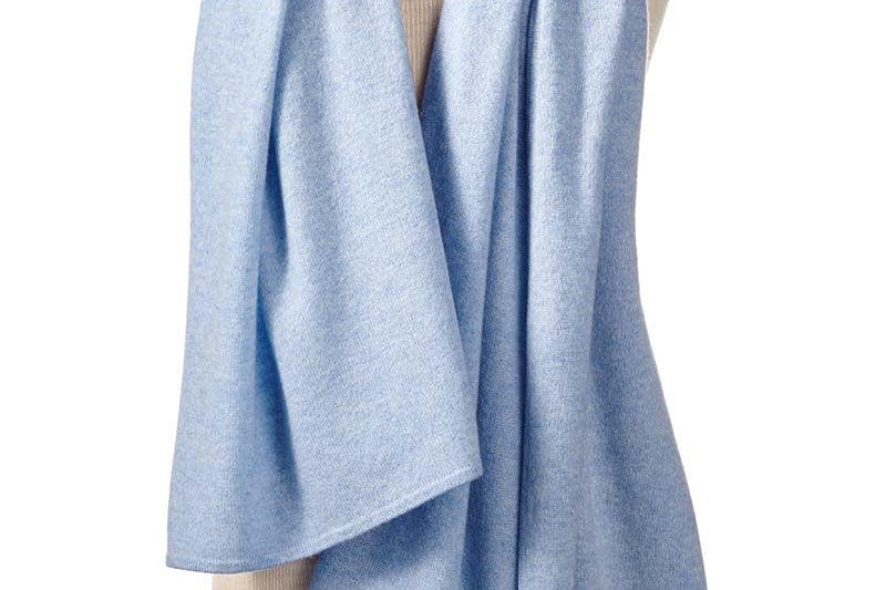 Alpine Cashmere's Luxurious Chunky Travel Wrap in Frost Blue