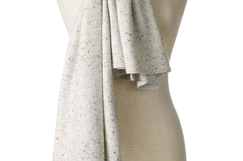 Alpine Cashmere's Luxurious Chunky Travel Wrap in Salt and Pepper Ivory Wrap Speckled with Black