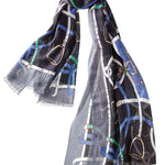 Alpine Cashmere Featherweight Printed Cashmere Verona Scarf in Black
