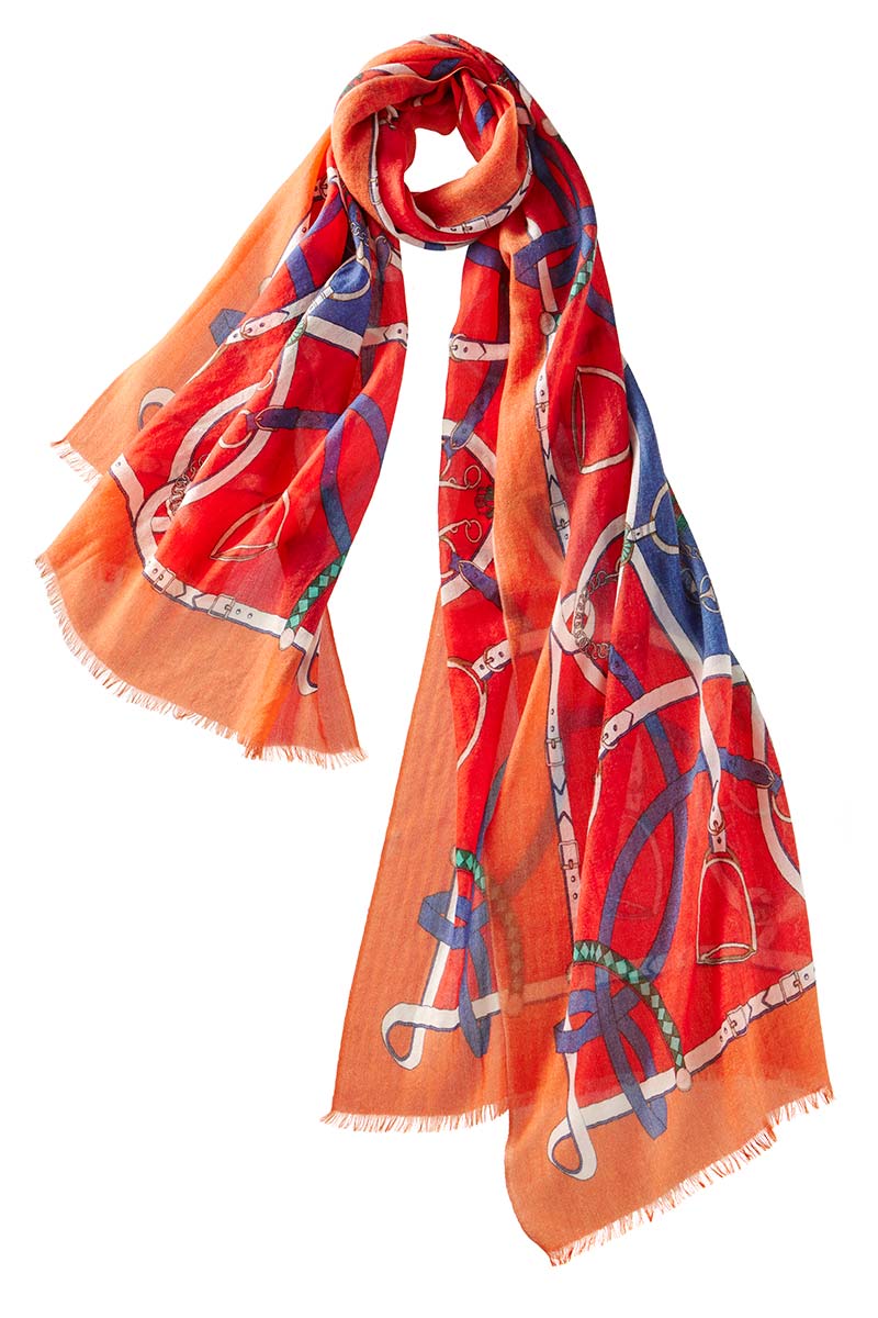 Alpine Cashmere Featherweight Printed Cashmere Verona Scarf in Scarlet Red