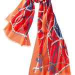 Alpine Cashmere Featherweight Printed Cashmere Verona Scarf in Scarlet Red