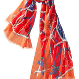 Alpine Cashmere Featherweight Printed Cashmere Verona Scarf in Scarlet Red