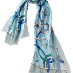 Alpine Cashmere Featherweight Printed Cashmere Verona Scarf in Turquoise Blue