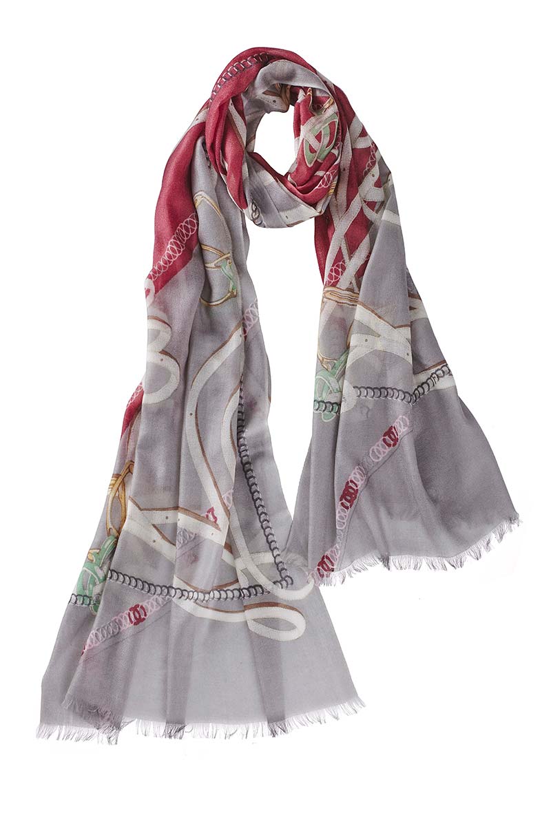 Alpine Cashmere's Featherweight Cheval Scarf in Cranberry